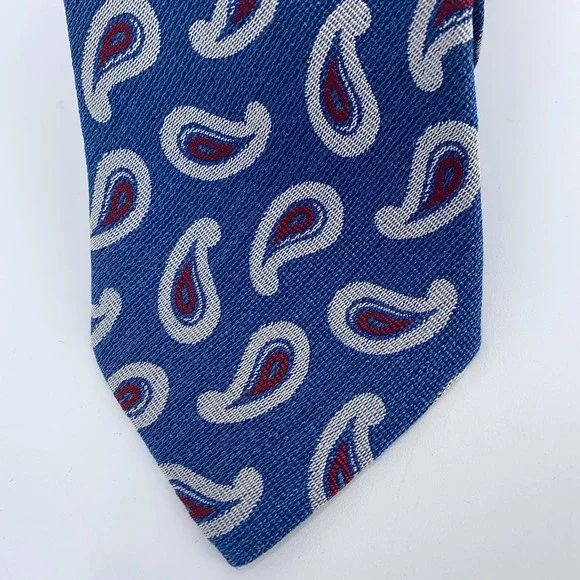 Eton Tie Mens One Size Blue Paisley Silk Classic Luxury Necktie Italy Made NWT
